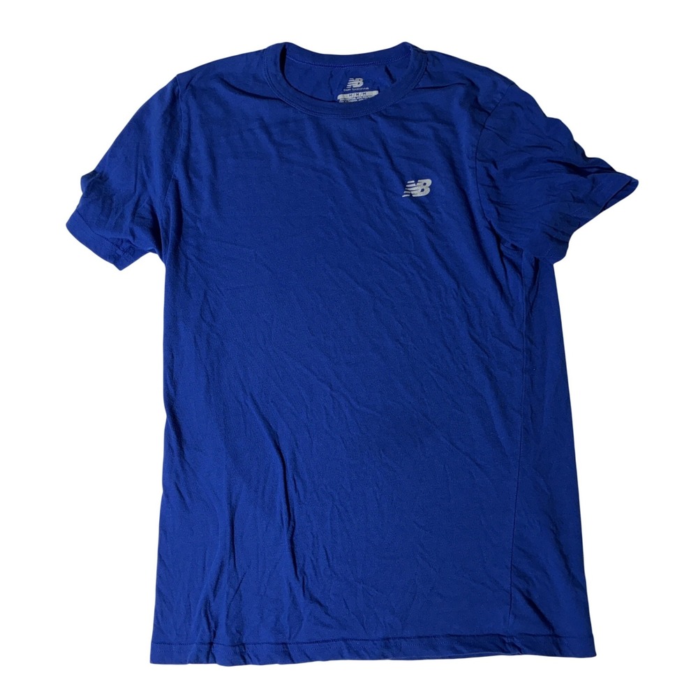New Balance‎ Mens Graphic Tee Royal Blue Short Sleeve Cotton Blend Shirt Size M